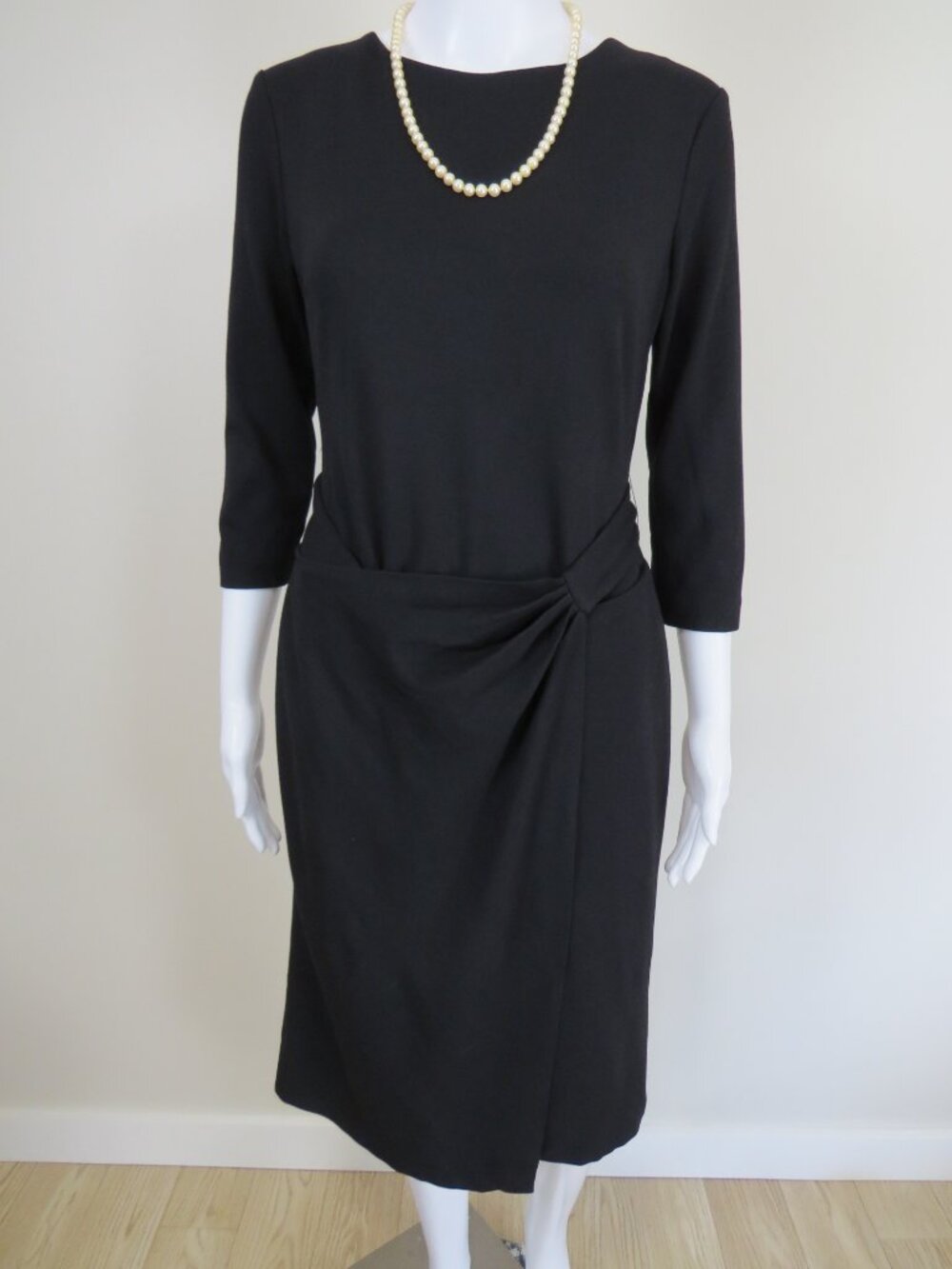 Escada Draped Waist Faux Wrap Dress SIZE 38 (6/8 medium) Black